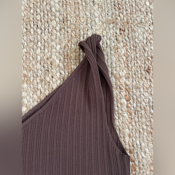 SIR THE LABEL Sylvie One Shoulder Asymmetrical Top Ribbed Chocolate Brown Size 4 - Picture 8 of 13
